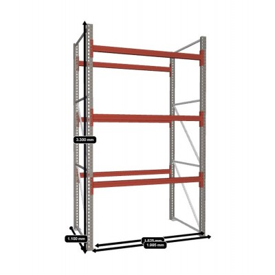 Palettenregal META Grundregal - 4 Lagerebenen - 8 Stellplätze