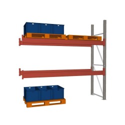 Palettenregal META Anbauregal - 3 Lagerebenen - 2.700 mm Regallänge - Quereinlagerung 2