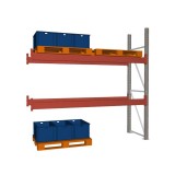 Palettenregal META Anbauregal - 3 Lagerebenen - 2.700 mm Regallänge - Quereinlagerung