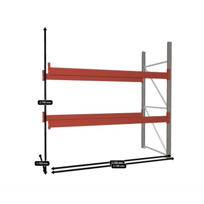 Palettenregal META Anbauregal - 3 Lagerebenen - 9 Stellplätze - Längseinlagerung