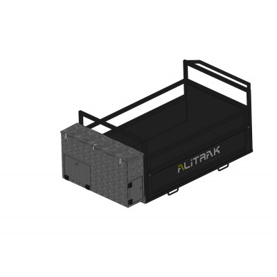 Flachbett mit einer abnehmbaren Seite und Werkzeugkasten