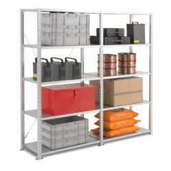 Fachbodenregal mit Stahlblechböden - Stecksystem - Adaptiv verzinkt - Tiefe 500 mm