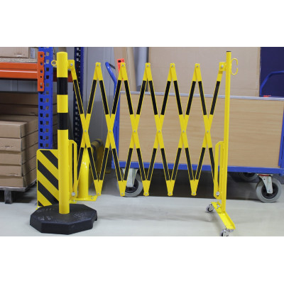 Scherengitter mit Sperrpfosten und mobiler 8-eckiger Fußplatte