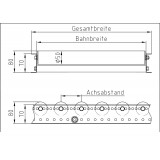 Leicht-Rollenbahn Kurve 90°mit blauen Kunststoffrohr-Tragrollen