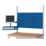 Schwenkarm für Flachbildschirm mit Tablar für System-Aufbauten