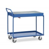 Tischwagen mit Stahlblechwannenmit Gitterrost und Ablasshahn