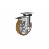 Polyurethan-Räder, kugelgelagert Ausführung | Lenkrolle mit Feststeller im Nachlauf