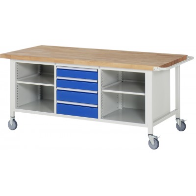 Mobile Werkbank - 4 Schubladen, 2 Fachböden
