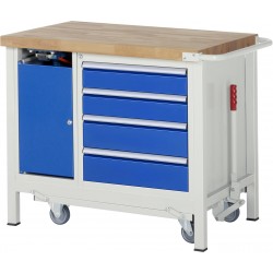 Mobile Werkbank - 4 Schubladen, Einschiebetür