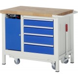 Mobile Werkbank - 4 Schubladen, Einschiebetür