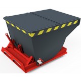 Minikipper mit Deckel, Radsatz, Mulde flüssigkeitsdicht, Sieb direkt vor dem Ablaufhahn