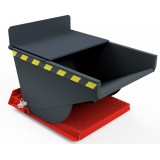 Minikipper mit Deckel, Radsatz, Mulde flüssigkeitsdicht, Sieb direkt vor dem Ablaufhahn