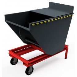 Selbstkipper mit Hebelrolleraufnahme, Deckel halb, Ablaufhahn, Herausnehmbarer Siebboden