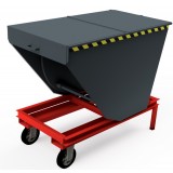 Selbstkipper mit Hebelrolleraufnahme, Deckel halb, Ablaufhahn, Herausnehmbarer Siebboden