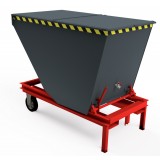 Selbstkipper mit Hebelrolleraufnahme, Deckel halb, Ablaufhahn, Herausnehmbarer Siebboden
