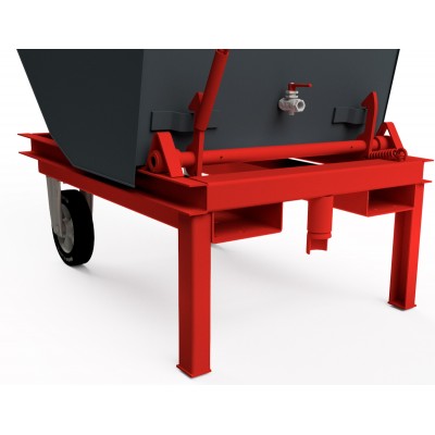 Selbstkipper mit Hebelrolleraufnahme, Deckel halb, Ablaufhahn, Herausnehmbarer Siebboden