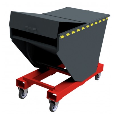 Selbstkipper leicht mit Vollgummi-Radsatz, Deckel halb, Schubbügel, Ablaufhahn, Herausnehmbarer Siebboden, flüssigkeitsdicht