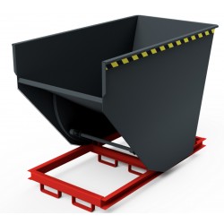 Selbstkipper mit Palettenunterbau, Sieb direkt vor dem Kugelablaufhahn, Mulde flüssigkeitsdicht