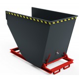 Selbstkipper mit Palettenunterbau, Sieb direkt vor dem Kugelablaufhahn, Mulde flüssigkeitsdicht