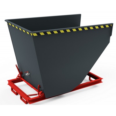 Selbstkipper mit Palettenunterbau, Sieb direkt vor dem Kugelablaufhahn, Mulde flüssigkeitsdicht