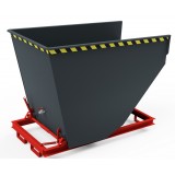 Selbstkipper mit Palettenunterbau, Sieb direkt vor dem Kugelablaufhahn, Mulde flüssigkeitsdicht