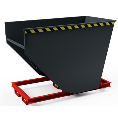 Selbstkipper mit Palettenunterbau, Sieb direkt vor dem Kugelablaufhahn, Mulde flüssigkeitsdicht