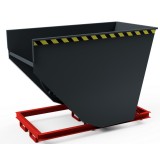 Selbstkipper mit Palettenunterbau, Sieb direkt vor dem Kugelablaufhahn, Mulde flüssigkeitsdicht