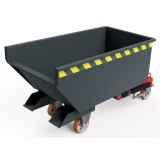 Kompakt-Kippbehälter 300, Seilzugauslösung, Hydraulische Kippbremse, Polyurethan-Radsatz
