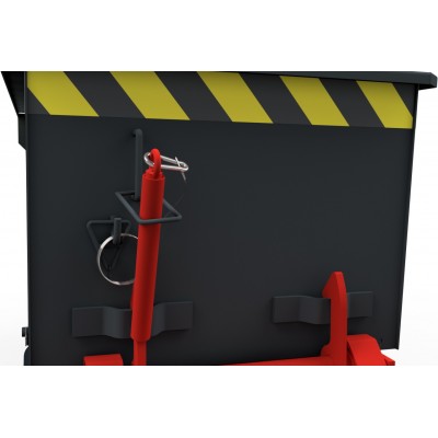Kompakt-Kippbehälter 300, Seilzugauslösung, Hydraulische Kippbremse, Polyurethan-Radsatz