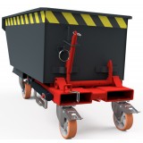 Kompakt-Kippbehälter 300, Seilzugauslösung, Hydraulische Kippbremse, Polyurethan-Radsatz