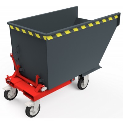 Kompakt-Kippbehälter 500, Ablaufhahn, Herausnehmbarer Siebboden, Hydraulische Kippbremse, Vollgummi-Radsatz