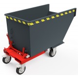 Kompakt-Kippbehälter 500, Ablaufhahn, Herausnehmbarer Siebboden, Hydraulische Kippbremse, Vollgummi-Radsatz