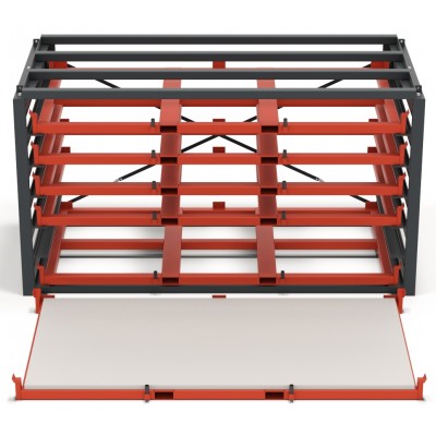 Flachpaletten-Magazin FPM - Staplertaschen integriert