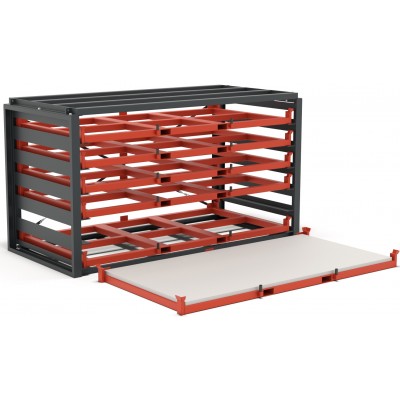 Flachpaletten-Magazin FPM - Staplertaschen integriert