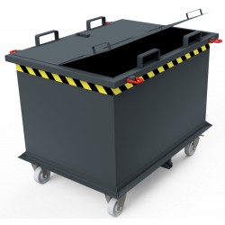 Automatischer Klappbodenbehälter, Deckel, Zentrierwänden, Kranösen - Räder