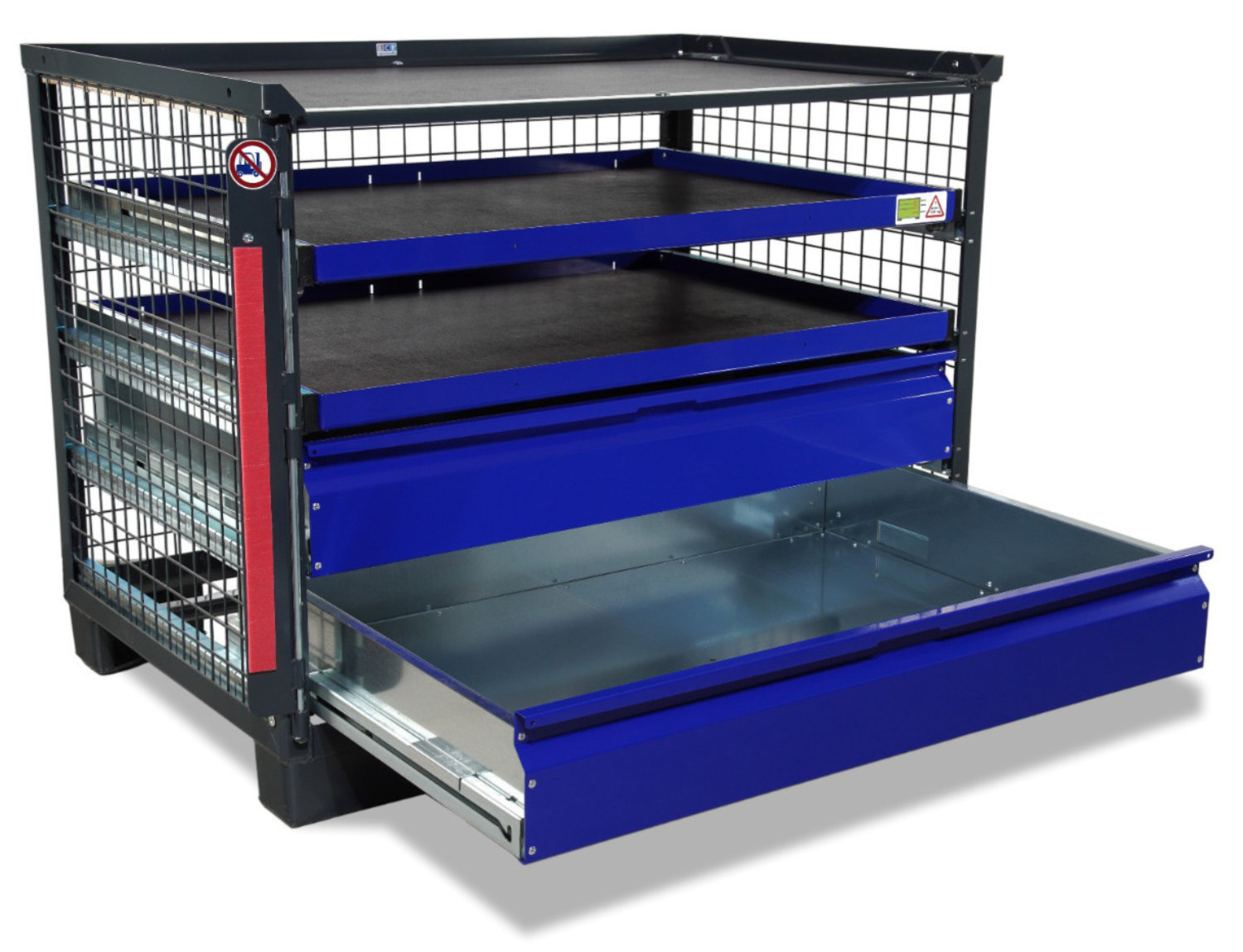 Gitterbox mit Schubladen