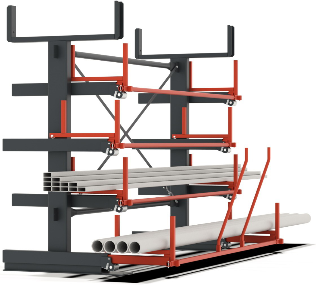 Roll-Aus-Regal für leichte Lasten mit Handauszug