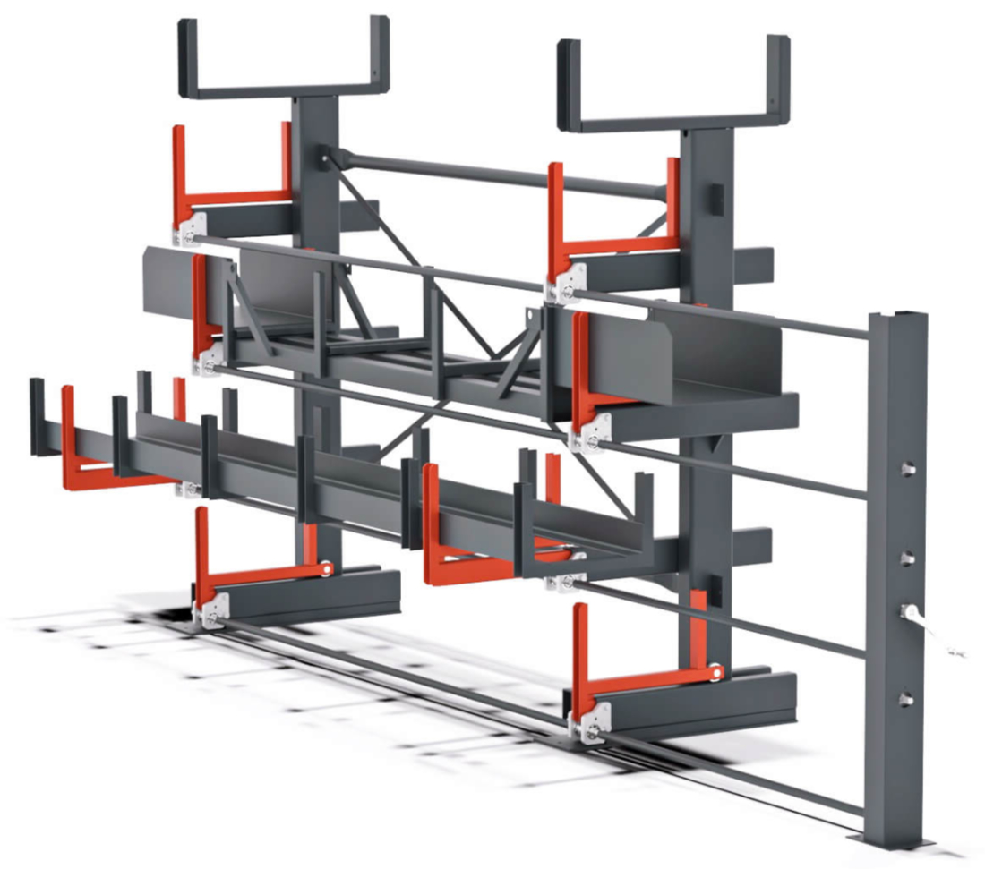 Anwendungsbeispiel von Unterstützungspaletten in einem Roll-Aus-Regal